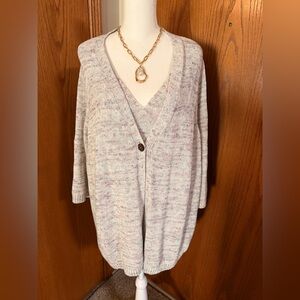 EUC J.Jill Cream Marled Knit Beautiful Twinset Cardigan Sweater Set size 2x